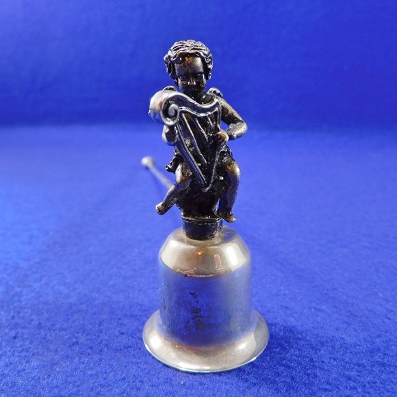 Silverplate Angel Cherub Candle Snuffer Harp 9" - Picture 3 of 7